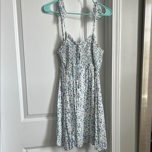 Blue and White Sleeveless Spaghetti Strap Sundress